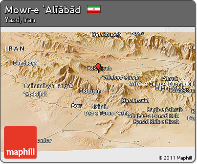 Satellite Panoramic Map of Mowr-e `Alīābād