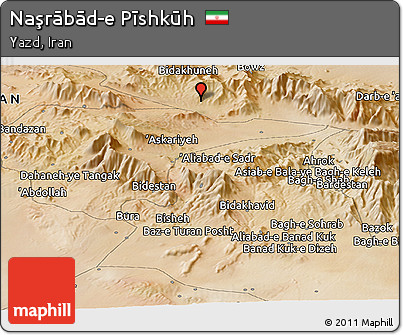 Satellite Panoramic Map of Naşrābād-e Pīshkūh