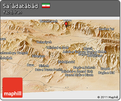 Satellite Panoramic Map of Sa`ādatābād