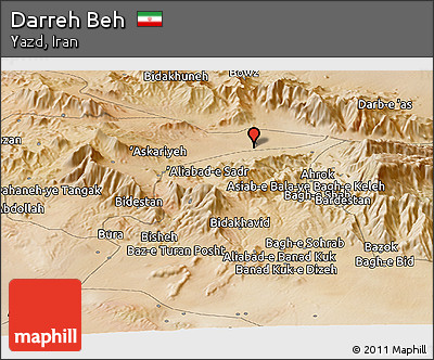 Satellite Panoramic Map of Darreh Beh