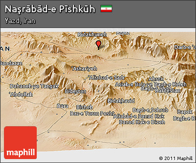 Satellite Panoramic Map of Naşrābād-e Pīshkūh