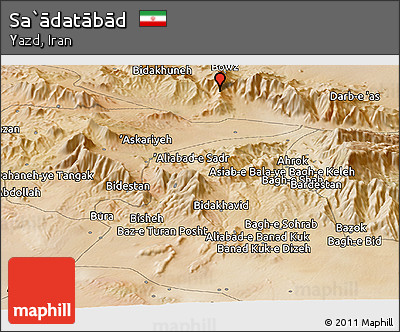 Satellite Panoramic Map of Sa`ādatābād