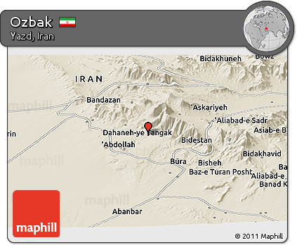 Shaded Relief Panoramic Map of Ozbak