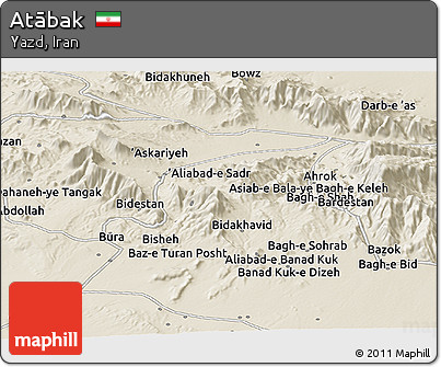 Shaded Relief Panoramic Map of Atābak