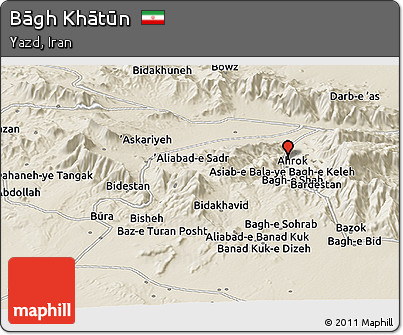 Shaded Relief Panoramic Map of Bāgh Khātūn