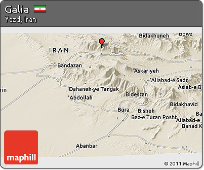 Shaded Relief Panoramic Map of Galia