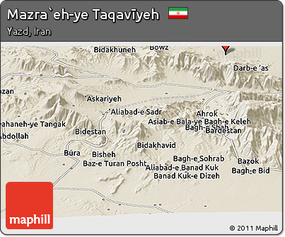 Shaded Relief Panoramic Map of Mazra`eh-ye Taqavīyeh