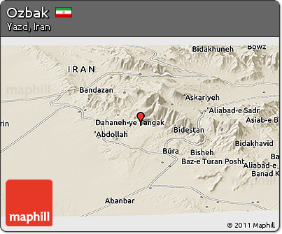 Shaded Relief Panoramic Map of Ozbak