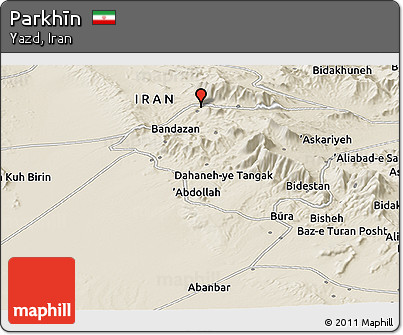 Shaded Relief Panoramic Map of Parkhīn