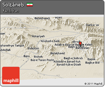 Shaded Relief Panoramic Map of Solţāneb