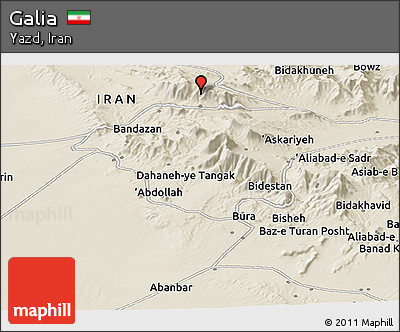 Shaded Relief Panoramic Map of Galia