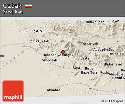 Shaded Relief Panoramic Map of Ozbak