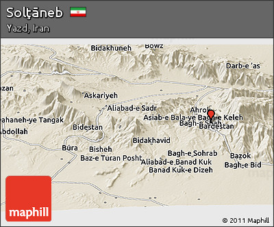 Shaded Relief Panoramic Map of Solţāneb
