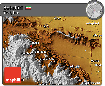 Physical 3D Map of Behshīrī