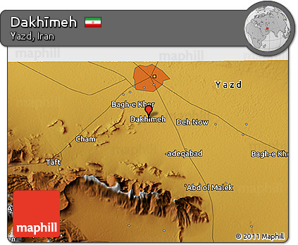 Physical 3D Map of Dakhīmeh