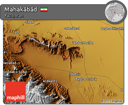 Physical 3D Map of Mahakābād