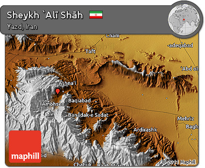 Physical 3D Map of Sheykh `Alī Shāh