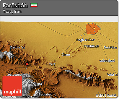 Physical 3D Map of Farāshāh
