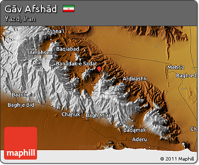 Physical 3D Map of Gāv Afshād
