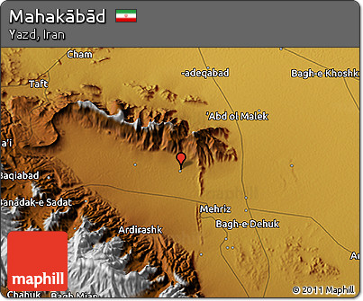 Physical 3D Map of Mahakābād