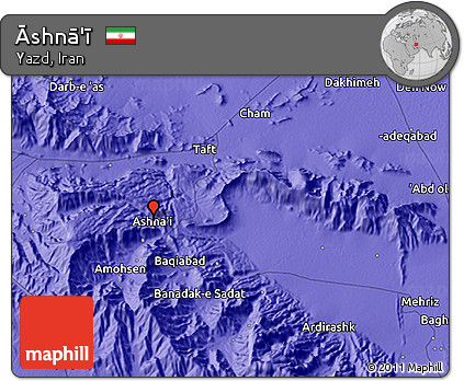 Political 3D Map of Āshnā'ī