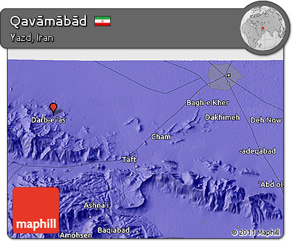 Political 3D Map of Qavāmābād