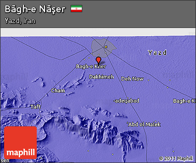 Political 3D Map of Bāgh-e Nāşer