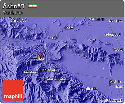 Political 3D Map of Āshnā'ī