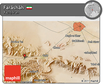Satellite 3D Map of Farāshāh