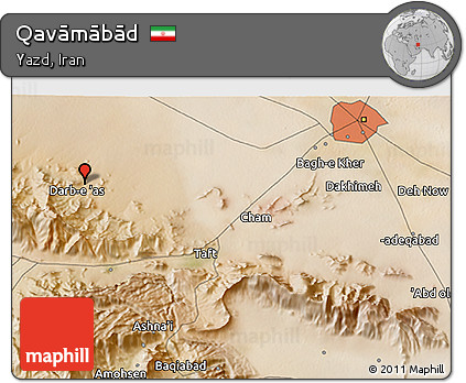 Satellite 3D Map of Qavāmābād