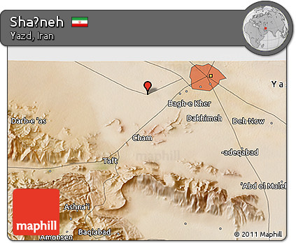 Satellite 3D Map of Shaḩneh