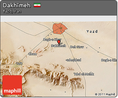 Satellite 3D Map of Dakhīmeh