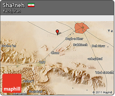 Satellite 3D Map of Shaḩneh