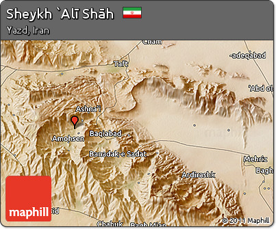 Satellite 3D Map of Sheykh `Alī Shāh