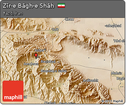 Satellite 3D Map of Zīr-e Bāgh-e Shāh