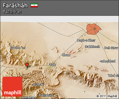 Satellite 3D Map of Farāshāh