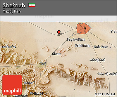 Satellite 3D Map of Shaḩneh