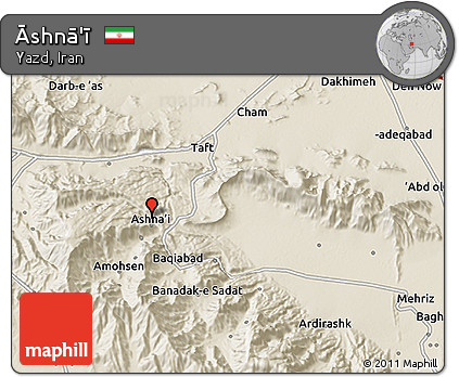 Shaded Relief 3D Map of Āshnā'ī