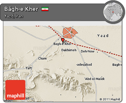 Shaded Relief 3D Map of Bāgh-e Kher