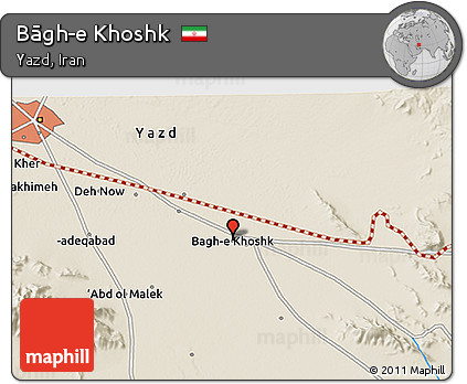 Shaded Relief 3D Map of Bāgh-e Khoshk