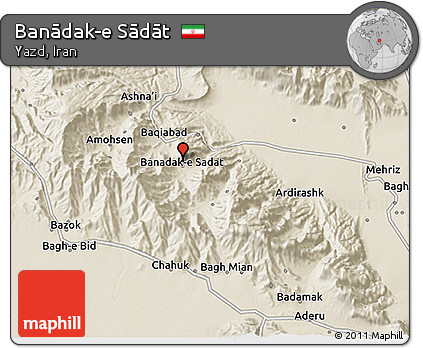Shaded Relief 3D Map of Banādak-e Sādāt
