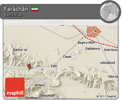Shaded Relief 3D Map of Farāshāh
