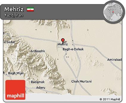 Shaded Relief 3D Map of Mehrīz
