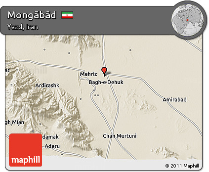 Shaded Relief 3D Map of Mongābād