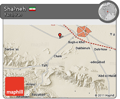 Shaded Relief 3D Map of Shaḩneh