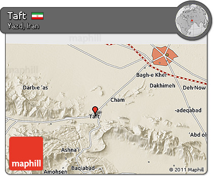 Shaded Relief 3D Map of Taft