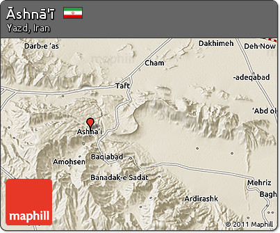 Shaded Relief 3D Map of Āshnā'ī