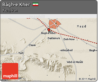 Shaded Relief 3D Map of Bāgh-e Kher