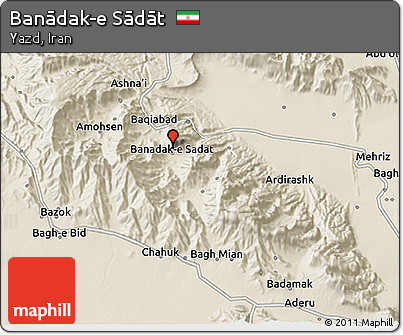 Shaded Relief 3D Map of Banādak-e Sādāt