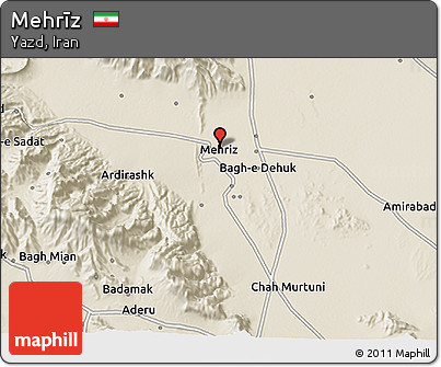 Shaded Relief 3D Map of Mehrīz